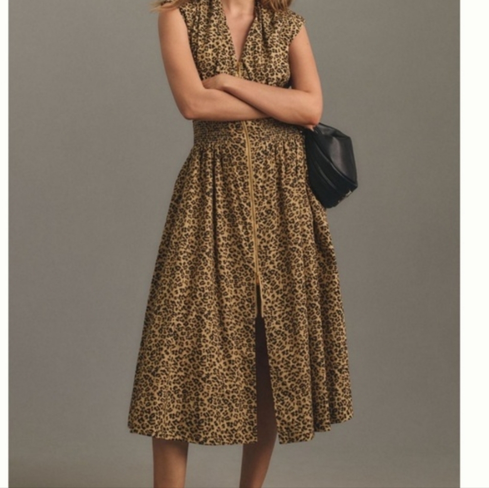 Anthropologie Tommie Leopard Print Midi Dress - Brown. Size M